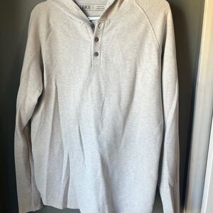 BKE Textured Henley Light Gray Hoodie